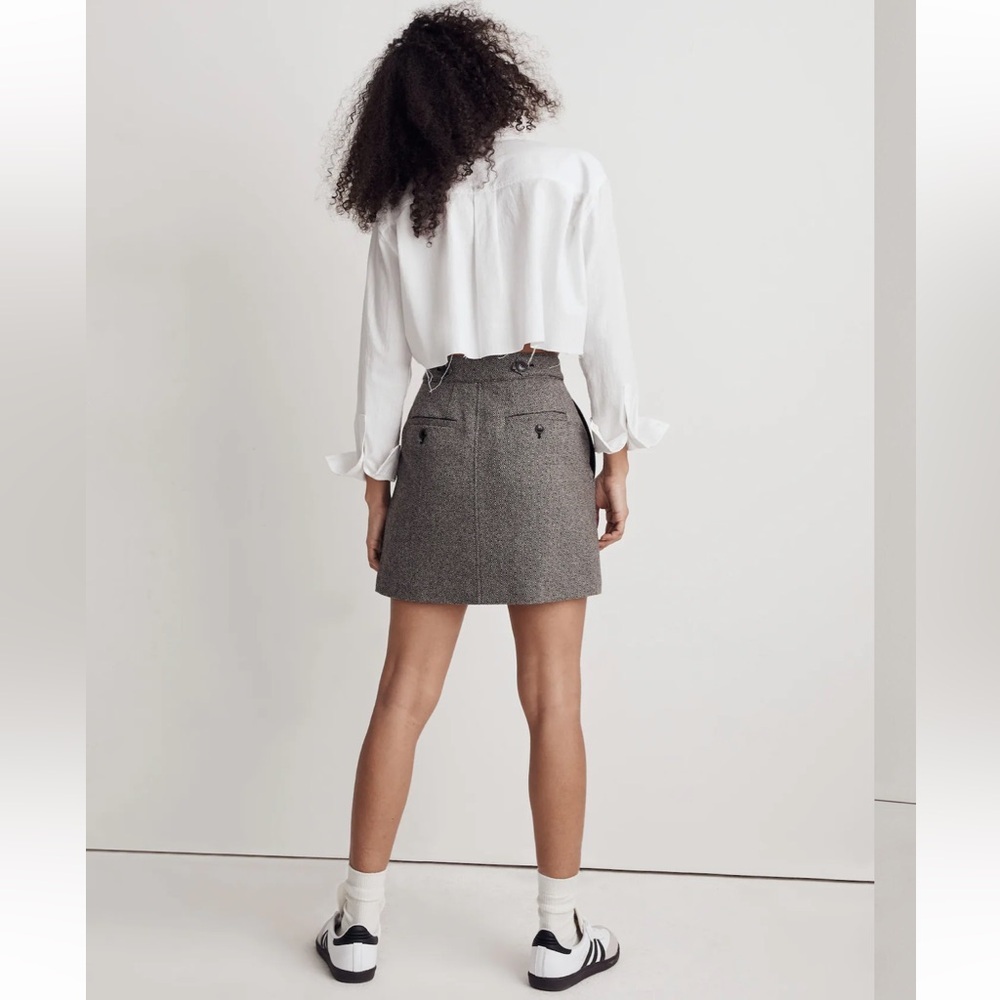 Madewell Button-Front Mini Skirt in Yarn-Dyed Geo, NWT! - Picture 4 of 15